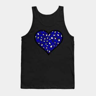 Dark Blue, Black and White Leopard Print Heart Tank Top